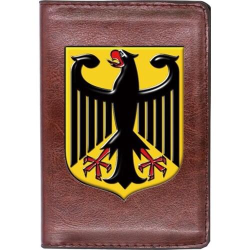 High Quality Leather Coat of arms of Germany Bundesadler Printing Travel Passport Cover ID Credit Card Case