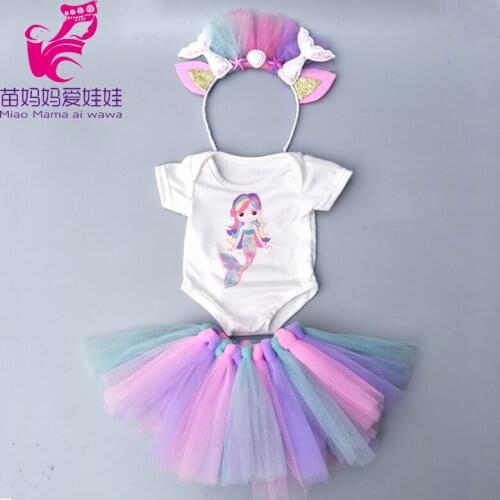 New Born Doll Clothes for 43cm Baby Doll Dress Head Wear Set for 17inch Babies Doll Mermaid Dress
