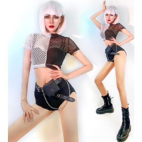 Pole Dance Clothes Rave Outfit Mesh Jazz Dance Performance Tops Nightclub Bar Show Dancer Wear Gogo Stage Dancerwear YS1974