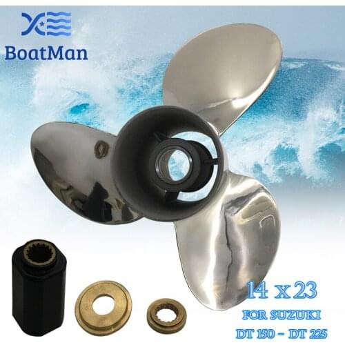 Outboard Propeller 14X23 For Suzuki Engine 150HP 175HP 200HP 225HP Stainless Steel 15 Tooth Splines Boat Parts LH SS14-0000-023L