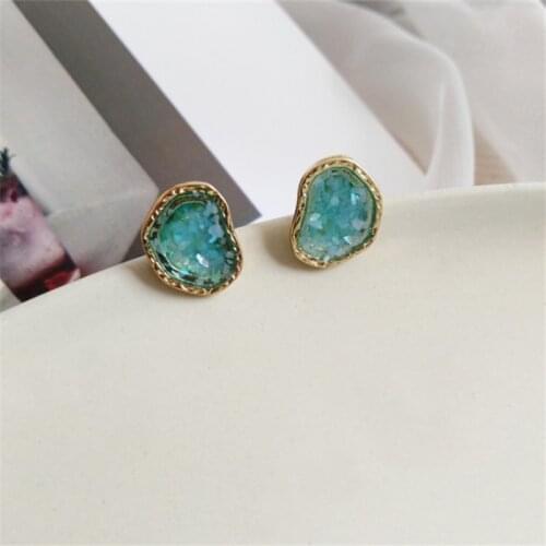 Irregular geometrical stud earrings small pure and fresh and green earrings everyday wear earrings students