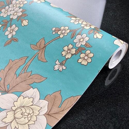 Blue Floral Wallpaper Modern Peel and Stick Wallpaper Flower Self-Adhesive Contact Paper for Shelf Drawer Bedroom Decor