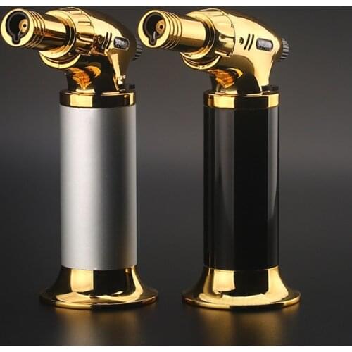 Outdoor BBQ Torch Turbo Cigar Lighter Spray Gun Jet Butane Pipe Lighter For Kitchen 1300 C Fire Windproof Lighter No Gas