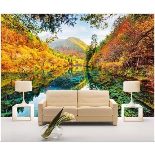 WDBH Custom photo 3d wallpaper Autumn foliage lakeside scenery living room home decor 3d wall murals wallpaper for walls 3 d