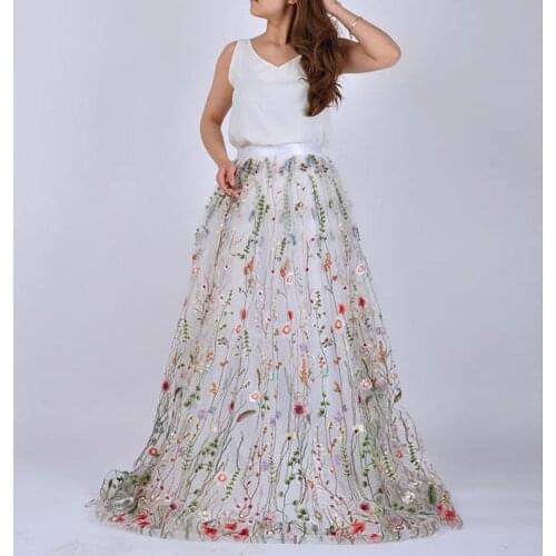 Lolita Floral Skirts Girls Tulle Skirt Party Wear Saias Longa jupe femme Colorful Maxi Skirt Adult Chic