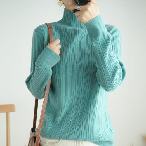 2019 new autumn and winter half-high collar pullover long-sleeved fashion loose high-neck sweater women