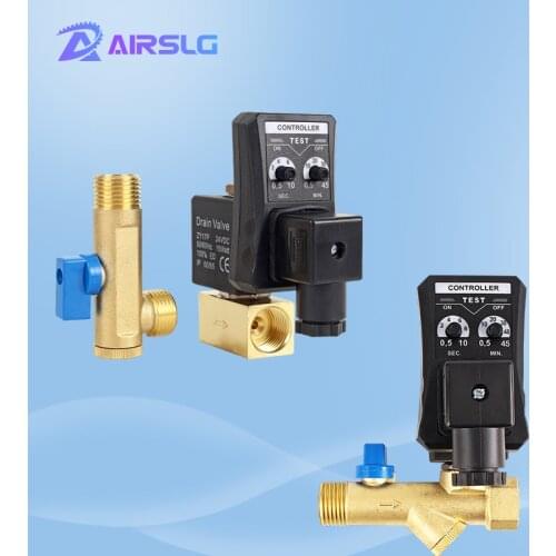 1/2" DN15 Electric Timer Auto Water Valve Electronic Drain Solenoid Valve for Air Compressor Condensate AC220V DC24V