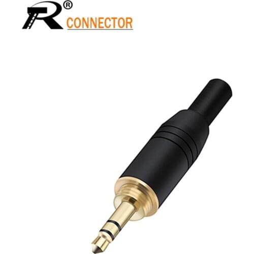 1pc Aluminum Assembly 3.5mm jack male screw plug Wire Connector Gold-plated 3.5mm 3pole stereo audio speaker plug with spring