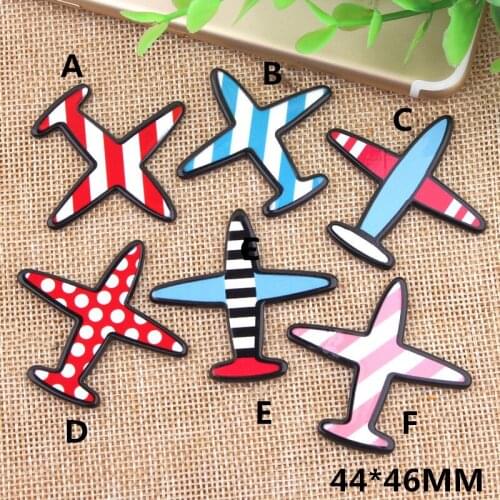 10PCS 44*46MM Cute Colorful Planar Resin Cabochon Patch Stickers kawaii Airplane Fly Clay Charm Pendant Decoration Buttons