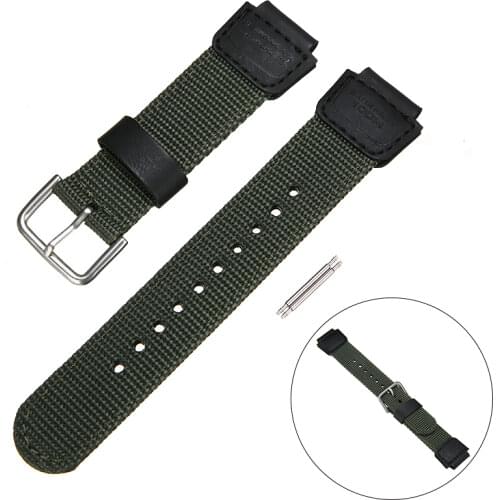 18 mm Strap For Casio AQ-S810/SGW-400H Nylon Genuine Leather Watch Band High Quality Cool Men Replacement Sport Strap Band