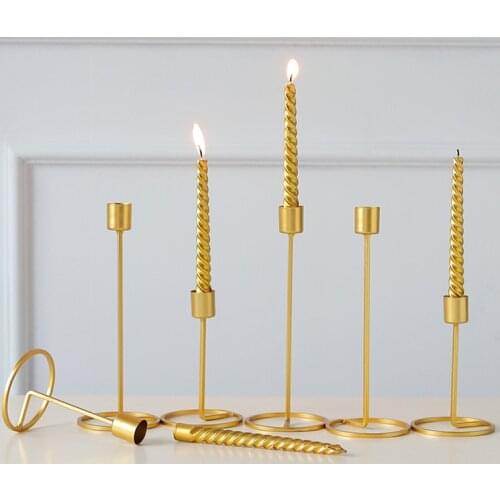 2pcs Golden Metal Candlesticks Matching Stick Candle Stand Holders Novelty Fashion Wedding Exquisite Nordic Candelabrum Decor