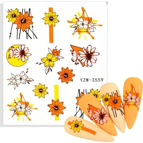 2021 New Fashion Daisy Nail Art Sticker Decoration Manicure Design Flower Sticker Decal Beautiful Chrysanthemum Nail Art Decal