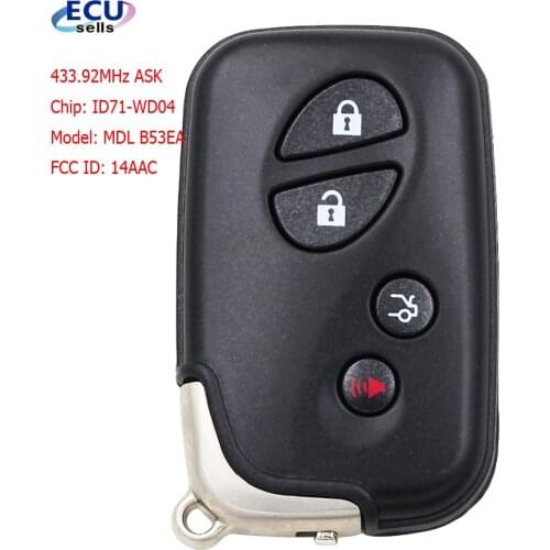 4 Buttons 433.92MHz ID71 PCB 0140 Smart Remote Key For Lexus ES350 IS250 IS350 GS300 GS350 GS430 GS450H GS460 LS460 LS460 LS600H