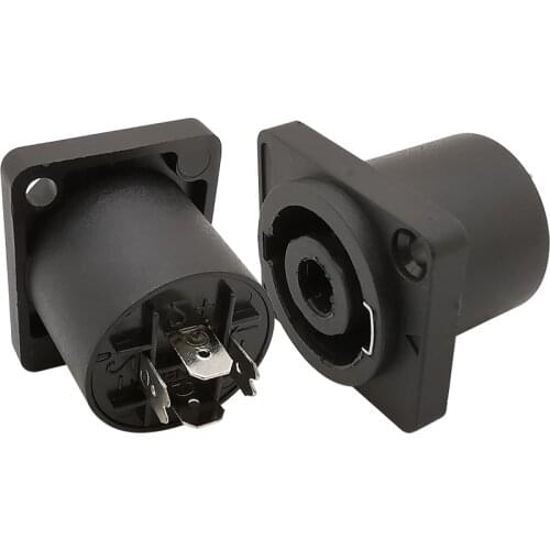 5Pcs Black 4 Pin Speakon Female Jack Panel Mount 4 Poles Socket Audio Speaker Plug Connector for PA Amplifier Cable