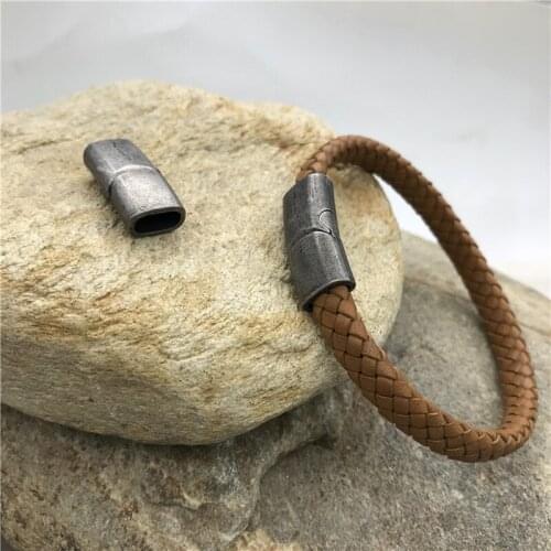 8*4mm 316l Stainless Steel Retro Oblate Buckle Magnet Hook Jewelry Findings Leather Bracelet Magnetic Clasp DIY Jewelry Making