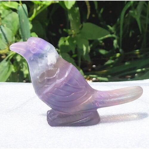 8.5 cm Natural Fluorite Crystal Bird Purple Quartz Magpie Fluorspar Gemstone Picapica Healing Reiki Gift