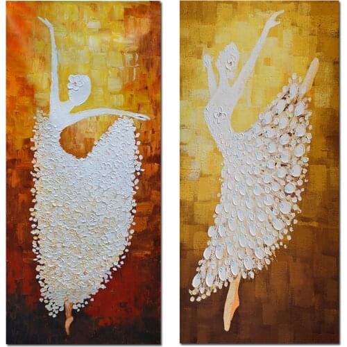 Abstract Dancing Girls Painting Hand Painted Knife Oil Painting On Canvas Modern Wall Art For Wedding Gift Living Room Decor
