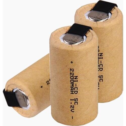 2200mAh Battery for Screwdriver Electric Drill SC Batteries SC Ni-Cd Rechargeable Battey with Tab Power Tool NiCd SUBC Cells