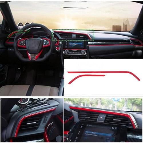 2pcs Red ABS Auto Car Accessories Interior Air Outlet Frame Cover Trim for Honda Civic 10th 2016 2017 2018