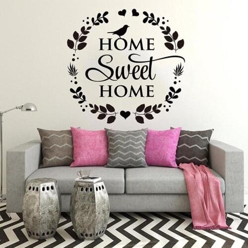 Large Home Sweet Home Bird Flower Wall Sticker Entryway Living Room Sweet Home Leaves Branch Wall Decal Kitchen Vinyl Decor
