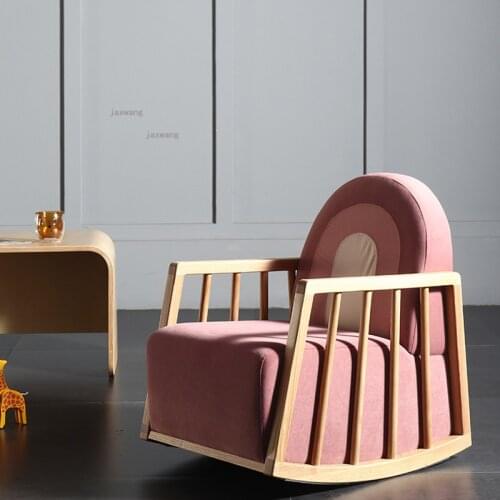 Nordic Small Apartment Bedroom Childrens Sofa Seat Solid Wood Kids Furniture Rocking Chair Home Balcony Living Room Baby Sofas