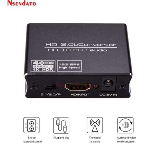 HDMI-compatible 2.0 Audio Extractor Support 4K 60Hz YUV 4:4:4 HDR HD Audio Converter Adapter 4K HD to Optical TOSLINK SPDIF
