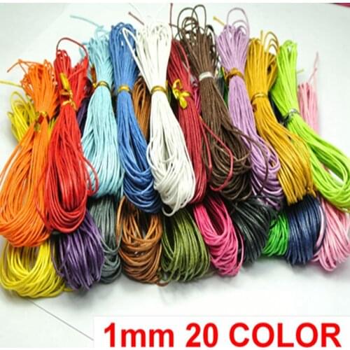 200 Meters Mixed Color Waxed Cotton Beading Cord 1mm for Bracelet 20 COLOUR
