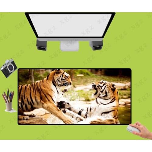 XGZ Game Mouse Pad Lock Edge Animal Tiger Custom Computer Keyboard Table Mat Natural Rubber Anti Slip Mouse Pad Accessories XXL
