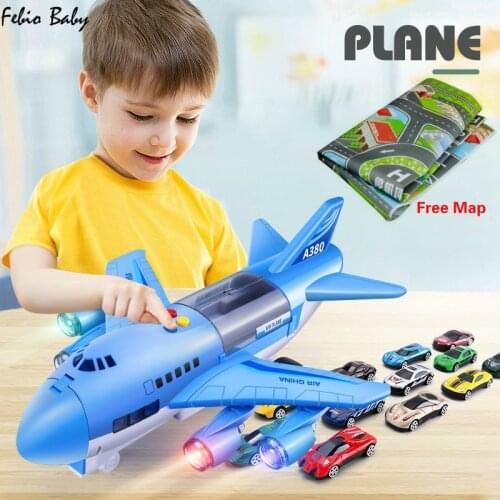 Music Story Simulation Track Inertia Childrens Toy Aircraft Large Size Passenger Plane Kids Airliner Toy Car Free Gift Map