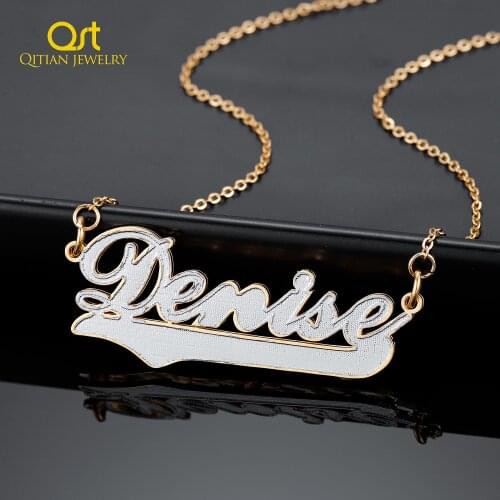 Personalized Two Tone Heart Name Necklace Customized Gold Plated Stainless Steel Name Necklace For Women Girlfriend Jewelry Gift