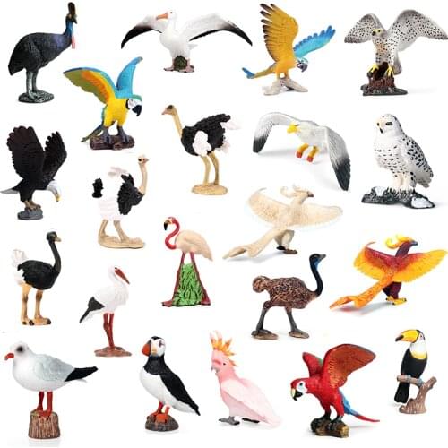 Mini Birds Series Set Action&toys Figure Animal Birds collection Parrot Flamingo Woodpecker Pvc Model Collectible For Kid Gift
