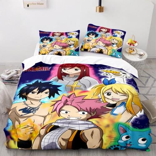 Fairy Tail Bedding Set Single Twin Full Queen King Size Fairy Tail Bed Set Childrens Kid Bedroom Duvetcover Sets 3D Print 007