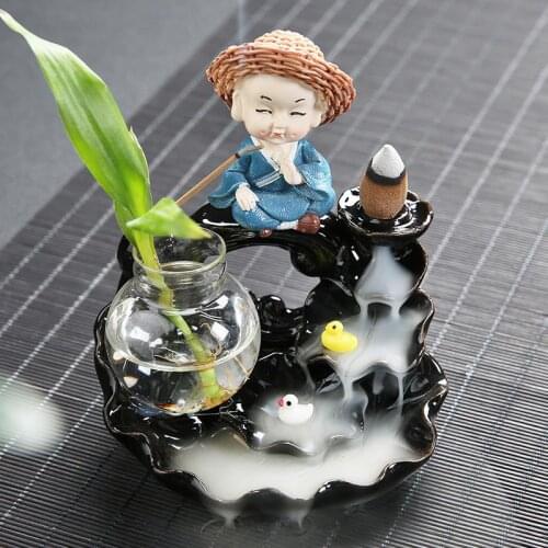 Backflow Incense Burner Smoke Insenso Wax Melt Burner Incense Burner Ceramic Holder Quemador Incienso Home Decoration YD50XL