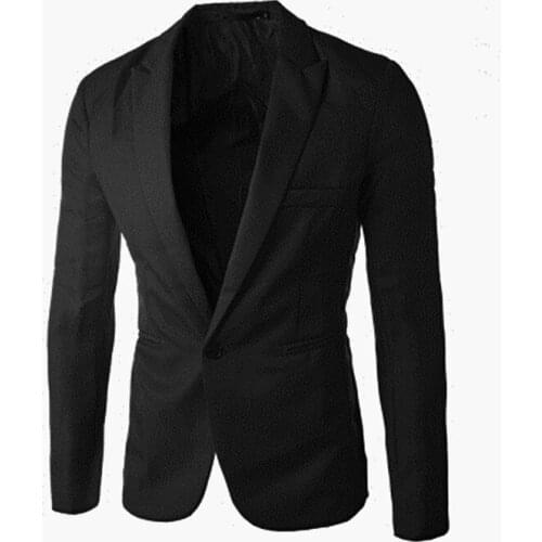 Mens Suit Long Sleeve Solid Color Turn Down Collar One Button Jacket Coat Casual Slim Type Single-Breasted Tops
