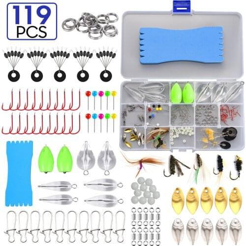 Fly Fishing Lure Set Accessories Kit Sinker Spinner Tackles Line Group Swivels Hook Bait Artificial Trout Hard Mini Flies