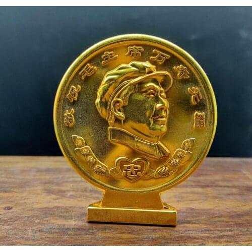 New Gilding Brass Long live Chairman Mao, bronze medal, red souvenir, bronze statue of great man