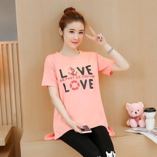 2019 new maternity dress short-sleeved letter print T-shirt top fashion wild maternity dress shirt