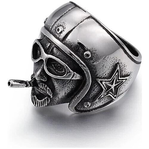 New retro mens titanium steel ring soldier head baseball cap Uncle Cigarette