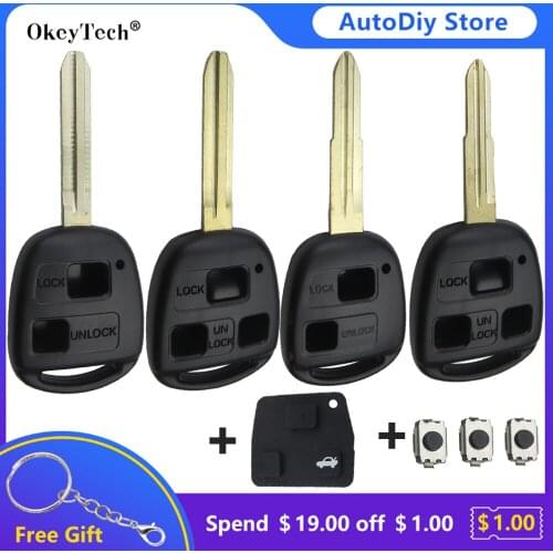 Okeytech 2/3 Button Remote Car Key Shell Case Cover Fob For Toyota Yaris Prado Tarago Camry Corolla TOY43/TOY41R With Switch/Pad