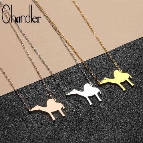 Chandler Dromedary Arabian Camel Silhouette Shaped Pendant Necklace Gold Silver Plated Minimalistic Handmade Animal Jewelry
