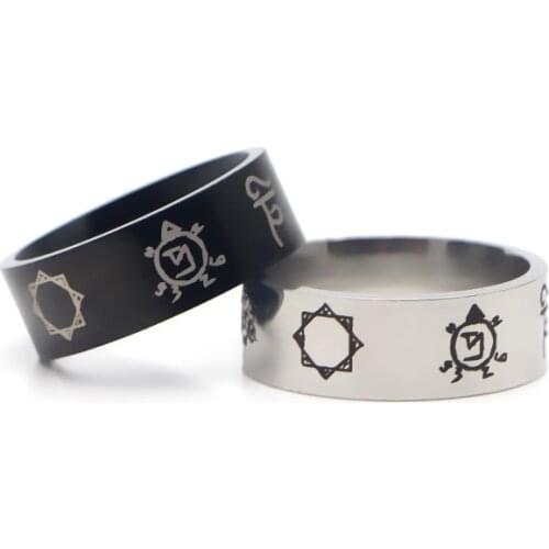 ZF818 Fashion Style Rune Amulet Mens Ring Supernatural TV Series Stainless Steel Ring For Friends Gifts Accessories