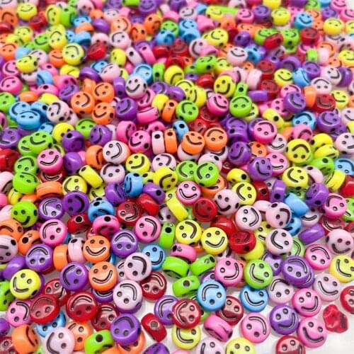 Peixin 300Pcs Colourful Smiling Face Letter Acrylic Loose Spacer Beads for Jewelry Making DIY Handmade Bracelet Accessories