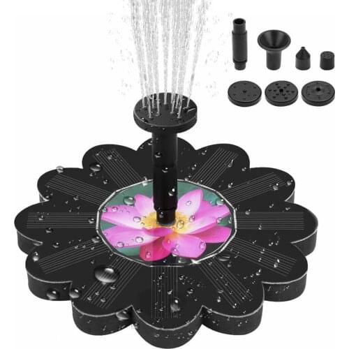 Solar Floating Water Fountain w/ 5 Spray Pattern Heads Pond Patio Decor