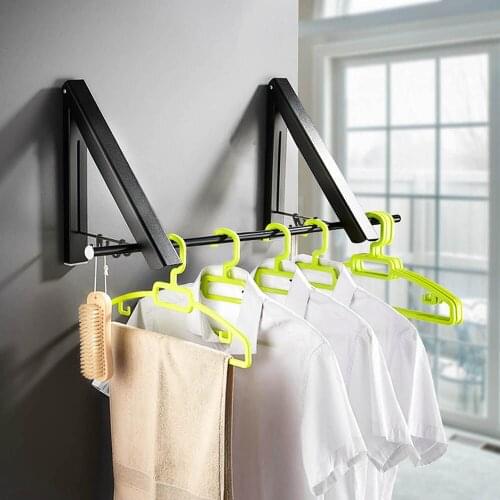 Portable Folding Clothes Hanger Hotel Wall-mounted Bathroom Drying Rack Household Retractable Invisible Clothes Rail Drying Rack