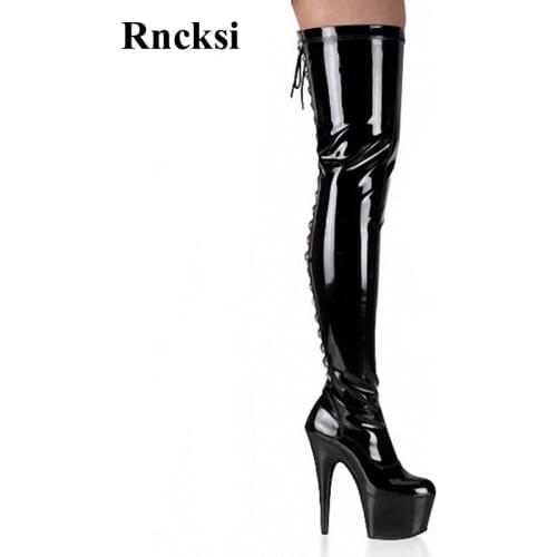 Rncksi New Womens Over The Knee Boots Sexy 15cm High Heels Boots Night Club Pole Dancing Shoes Girls Wedding Party Boots