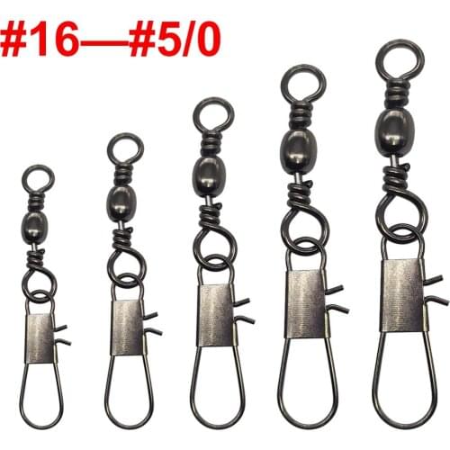 200pcs/lot Barrel Swivels Fishing with Interlock Snap Stainless Steel #16-#5/0 Fishing Connector Carp Hook pesca Fishing Gear