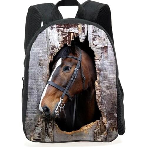 Stylish Animal Horse Printing School Backpacks Small Student Girls School Bag Fashion Children Preschool Kindergarten Book Bags