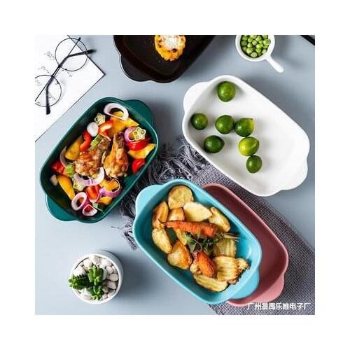 Plate Tableware Creative Dish Cheese Baked Rice Plate Household Ceramic Bakeware Oven Microwave Oven Special Baking Bowl