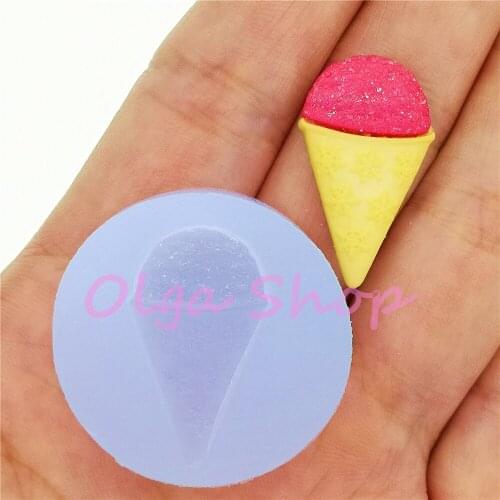 XYL291 25.0mm x 14.4mm Kawaii Ice Cream Silicone Mold Resin Clay Earrings Pedant DIY Cake Fondant Decoration Miniature Food