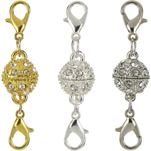 1 Pc Strong Magnetic Clasps For Necklace Bracelet Crystal Stainless Steel Chain Buckle Hook Jewelry Findings with Lobster Clasp
